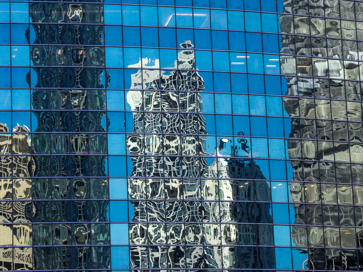 Buildings reflected in windows, Chicago