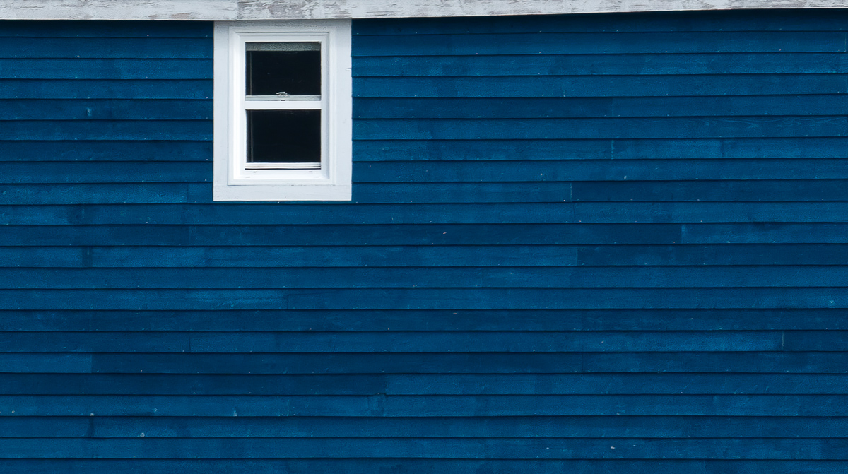 Blue building in Woody Point, Newfoundland
