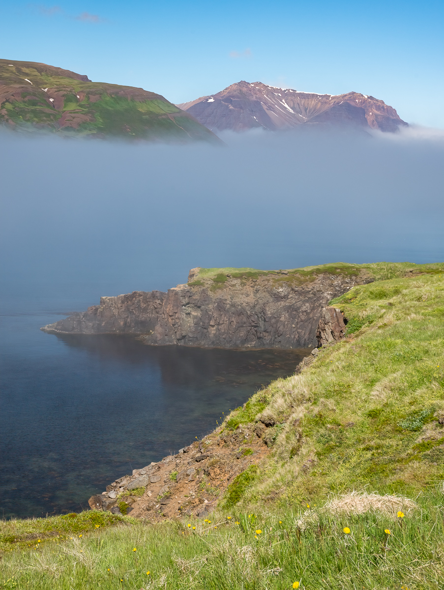 Cliffs and fog, East Fjords
