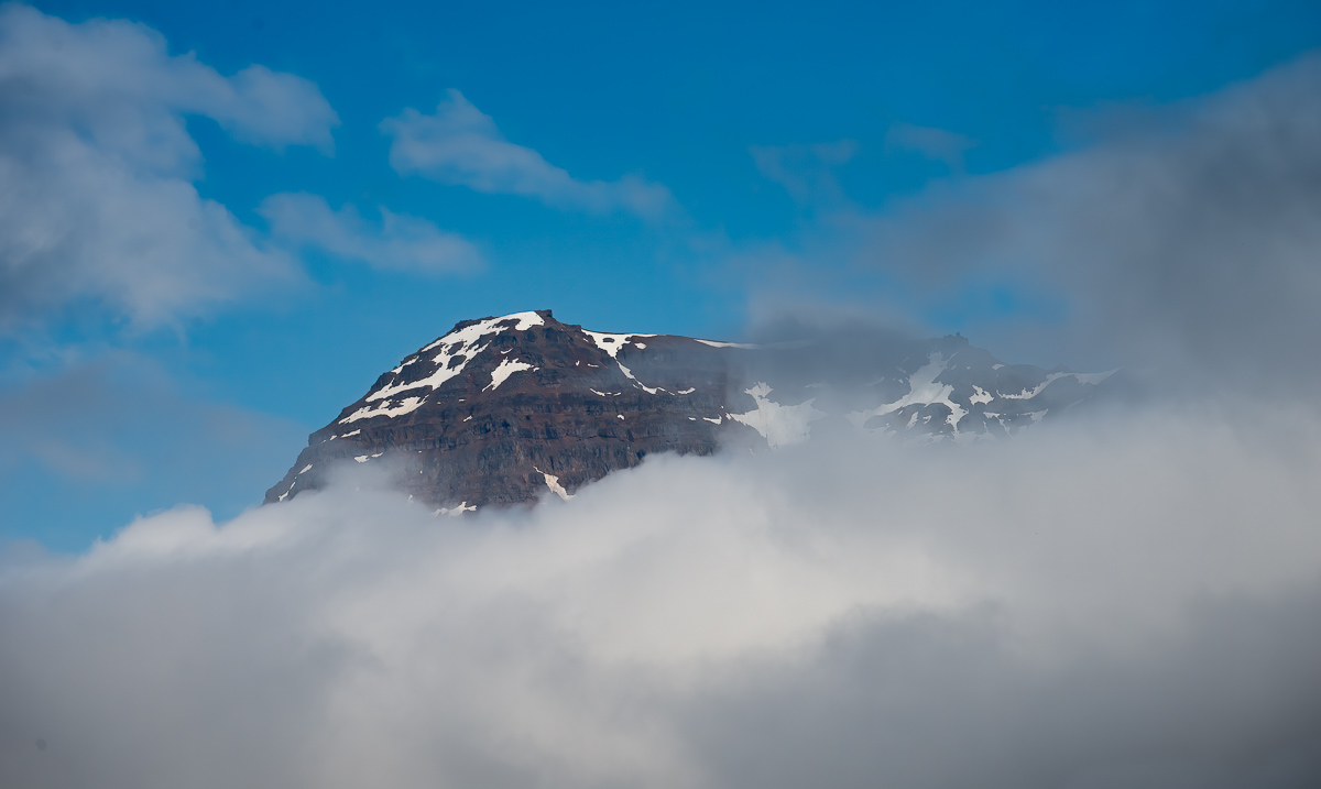 Mountain and clouds, near Seydisfjordur