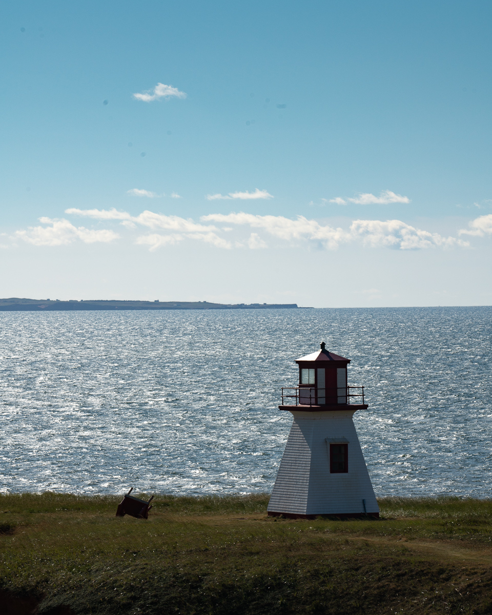 Lighthouse  on the coast of Iles de la Madeleine, Newfoundland, Canada