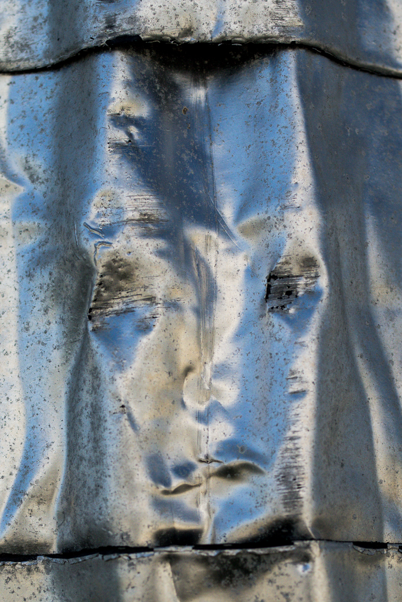 Face in crumpled sheet metal, Beaufort, NC